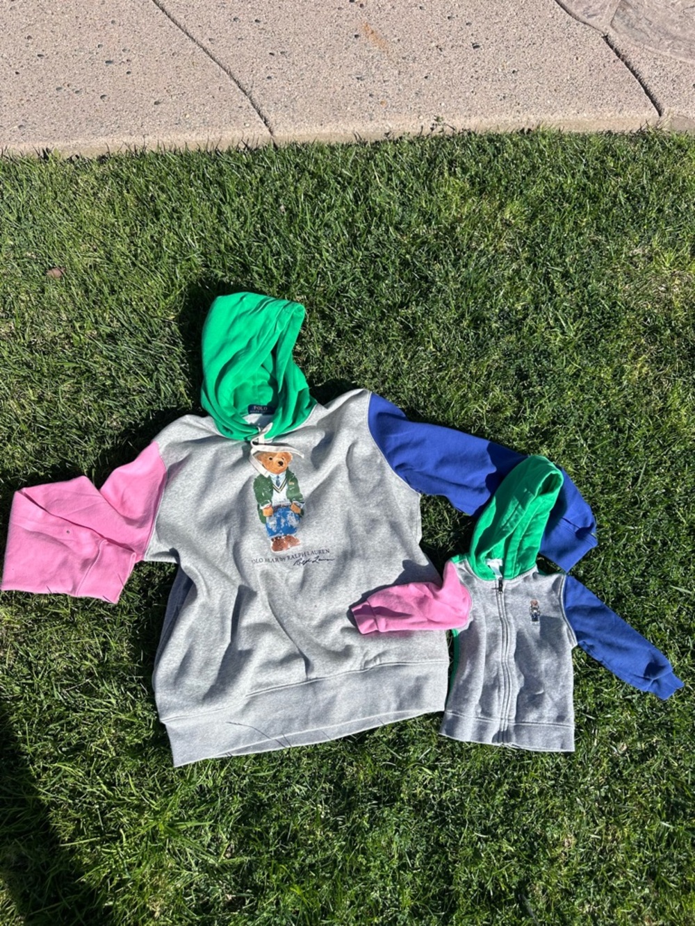 ✨Polo by Ralph Lauren Kids Colorblock Bear Hoodie bundle